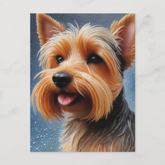 Cartão Postal Vibrant Pop Pointillism Yorkshire Terrier Art (Frente)