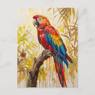 Cartão Postal Vibrante Arara Escarlate Tropical