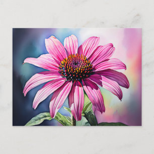 Cartão Postal Vibrante Cor de Água do ConEFador Rosa