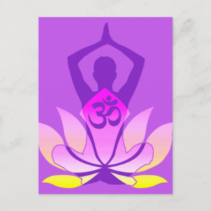 Cartão Postal Vibrante OM Namaste Espiritual Lotus Flower Yoga