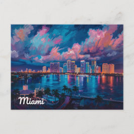 Cartão Postal Vibrante Paisagem de Miami ao Crepúsculo