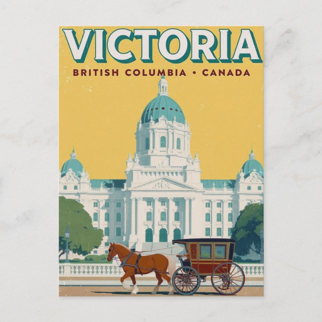 Cartão Postal Victoria BC Parliament Retro (Frente)
