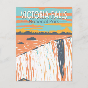 Cartão Postal Victoria Falls National Park Viagem Art Vintage