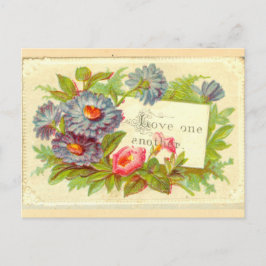 Cartão Postal Victorian scrapbook flowers "Love One Another" on