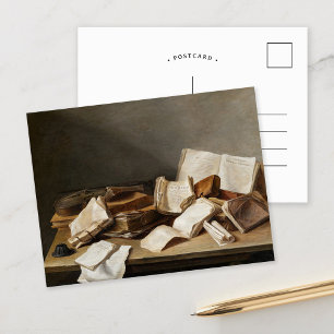 Cartão Postal Vida contínua com livros   Jan Davidsz de Heem