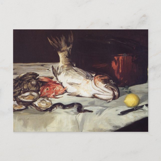 Cartão Postal Vida contínua com peixes - Edouard Manet (Frente)