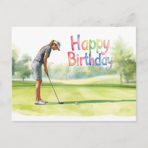 Cartão Postal Vida de golfe para mulher golfista Feliz aniversár