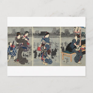 Cartão Postal Vida diária japonesa por volta de 1800