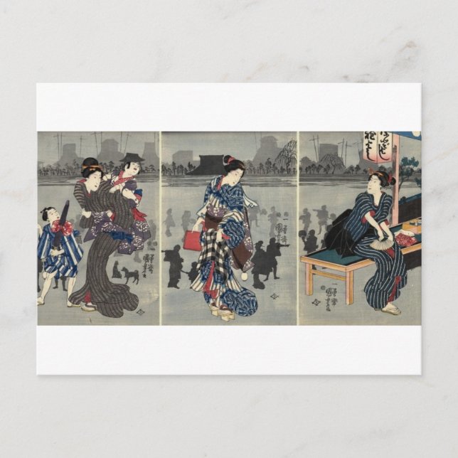 Cartão Postal Vida diária japonesa por volta de 1800 (Frente)