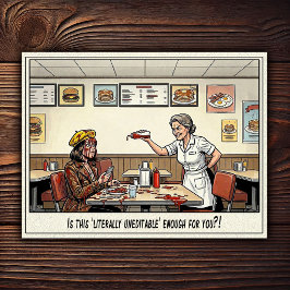 Cartão Postal Vida Divertida de Garçonete Humor de Restaurante 