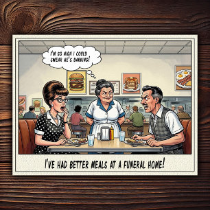 Cartão Postal Vida Divertida Garçonete Restaurante Humor