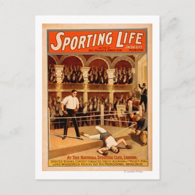 Cartão Postal "Vida esportiva" Boxing Theatray Poster (Frente)