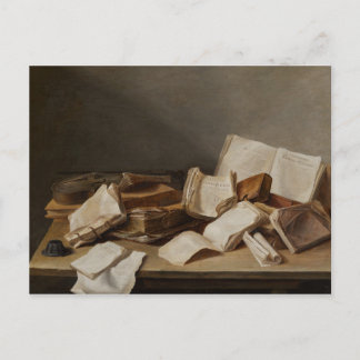 Cartão Postal Vida Estática com Livros e Violino - Belas Artes