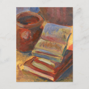 Cartão Postal Vida estática com pintura de livros