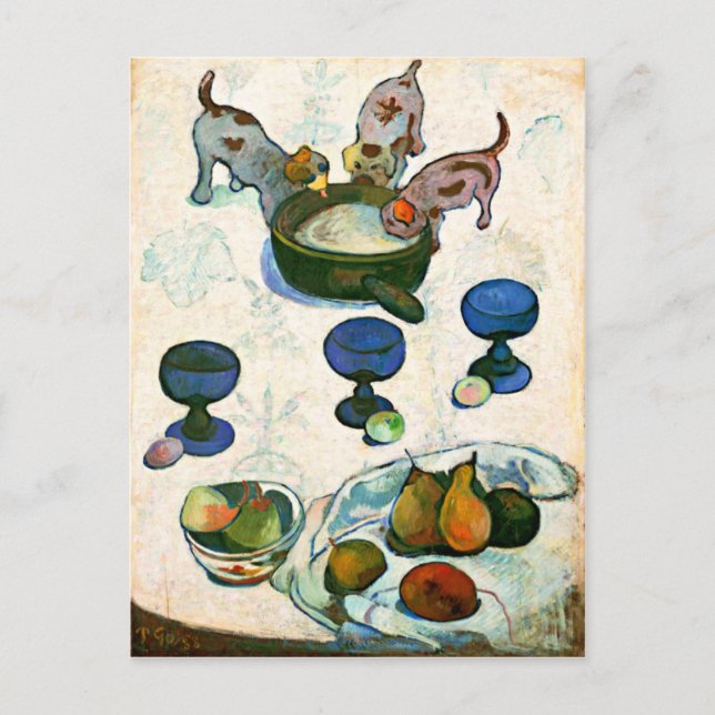 Cartão Postal Vida Estática com Três Cuppies, Paul Gauguin (Frente)