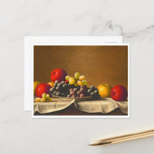 Cartão Postal Vida Estática, Maçãs, Uvas, Fruta