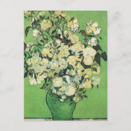 Cartão Postal Vida morta - Rosas Rosa num Vaso Vincent e Gogh,