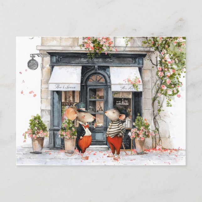 Cartão Postal Vida na Cidade dos Ratos - Conversas sobre Café (Frente)