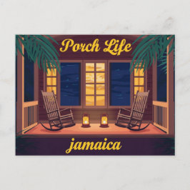 Cartão Postal Vida no alpendre jamaicano à noite