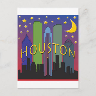 Cartão Postal Vida noturna da silhueta de Houston
