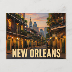 Cartão Postal Vida Noturna no French Quarter de Nova Orleans Lou