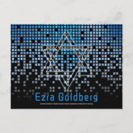 Cartão Postal Vídeo Game de Azul e Preto Bar Mitzvah do Gamer Ag