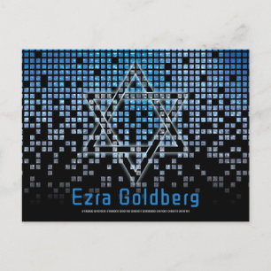 Cartão Postal Vídeo Game Gamer Azul Preto Bar Mitzvah Agradecime