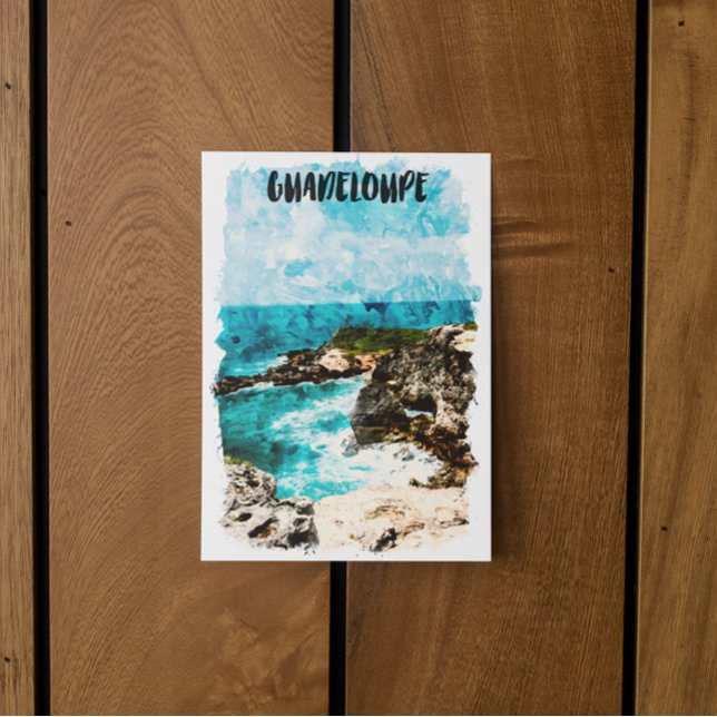 Cartão Postal Vidraça Tropical de Guadalupe, Ilha do Caribe (Tropical Guadeloupe Caribbean Island Watercolor Postcard)