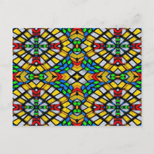 Cartão Postal Vidro amarelo, vermelho e azul retido