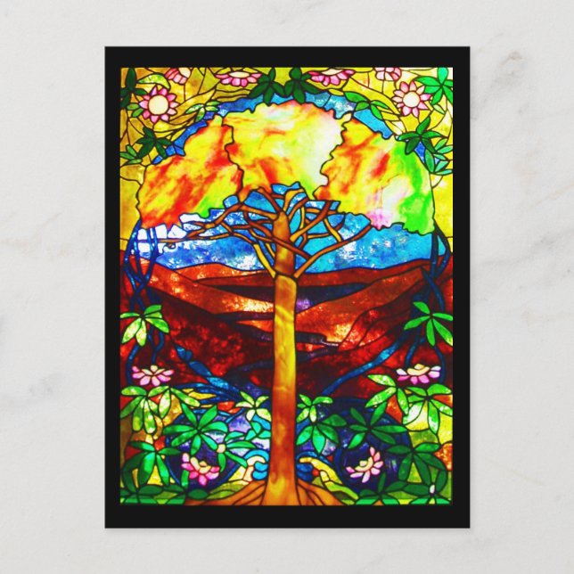 Cartão Postal Vidro-Carta Postal-Vitral Tiffany 5 (Frente)