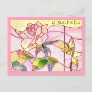Cartão Postal Vidro Colorido Rosa Romântico