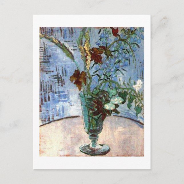 Cartão Postal Vidro com Flores Selvagens, Van Gogh Fine Art (Frente)