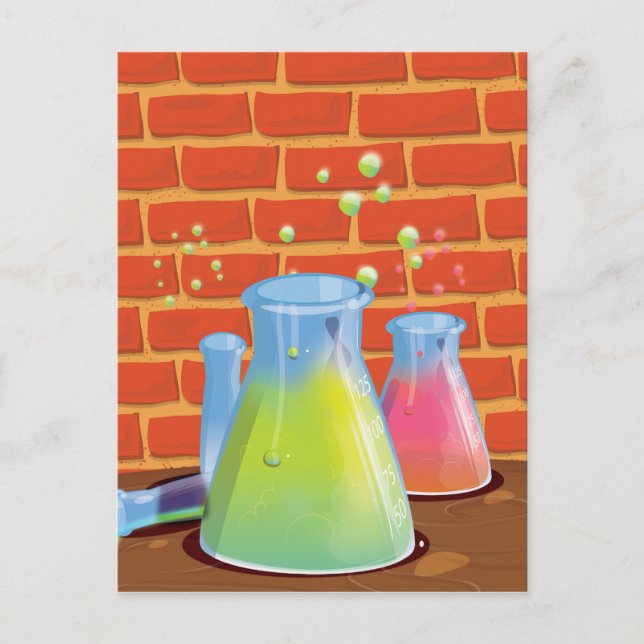 Cartão Postal Vidro de desenho animado Equipamento científico em (Frente)