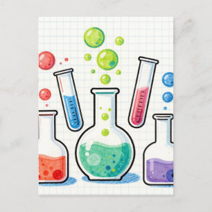 Cartão Postal Vidro de Laboratório de Química Colorido