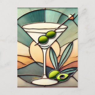 Cartão Postal Vidro De meio século 2 Olive Martini