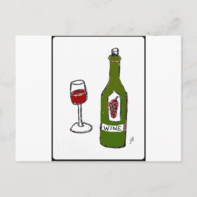 Cartão Postal VIDRO VINHO E ESBOÇO DE FRASCO por jill (Frente)