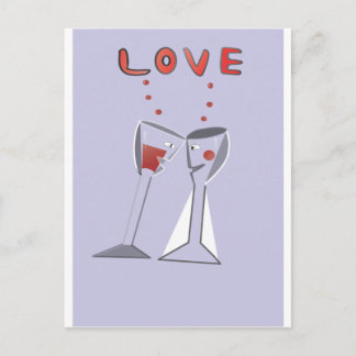 Cartão Postal Vidros de vinho do amor