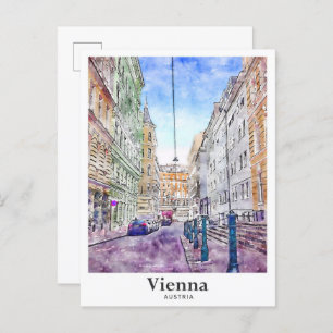 Cartão Postal Viena Áustria Art Viagem Watercolor