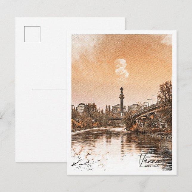 Cartão Postal Viena Áustria Belo Esquema de Cor Paisagem (Frente/Verso)