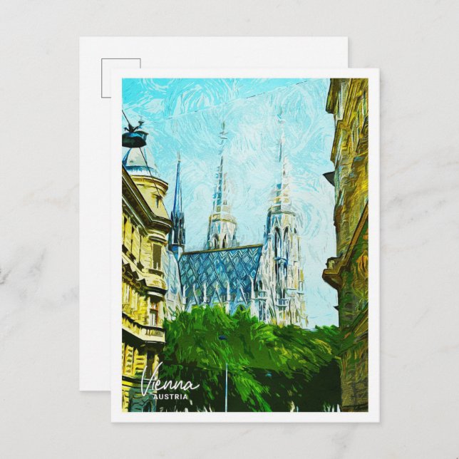 Cartão Postal Viena Áustria Linda cidade de pintura a óleo (Frente/Verso)