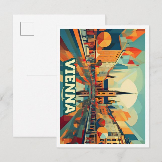 Cartão Postal Viena Áustria Viagem artística colorido (Frente/Verso)