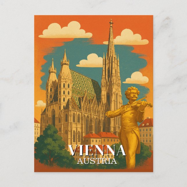 Cartão Postal Viena Áustria - Viagens vintage Europeia (Frente)