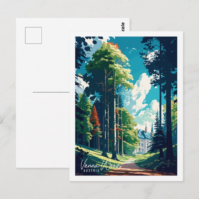 Cartão Postal Viena Woods Áustria viagens vintage (Frente/Verso)