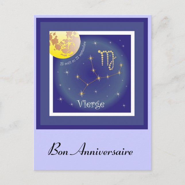 Cartão Postal Vierge 23 août au 23 septembre Postkarte (Frente)