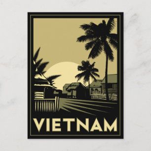 Cartão Postal vietnam sudeste da ásia art déco retro viagem