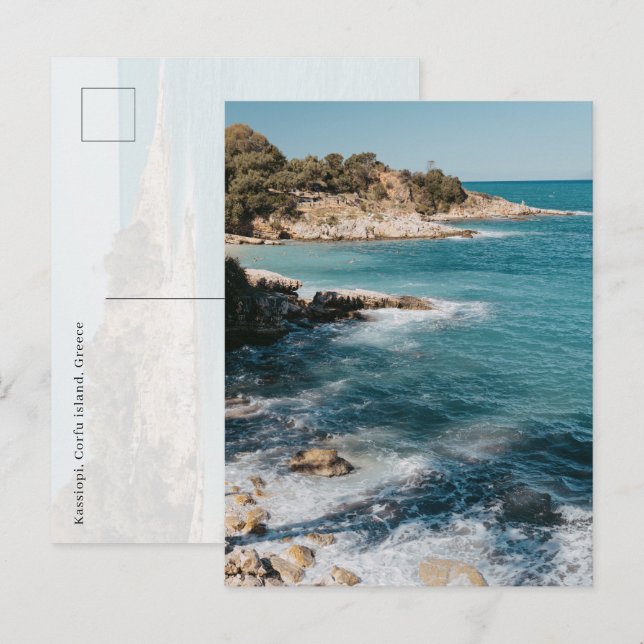 Cartão Postal View at Kassiopi village coast, Corfu (Frente/Verso)