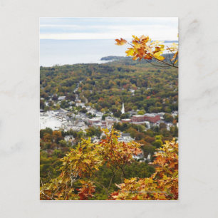 Cartão Postal View of Camden Hills State through Fall Trees