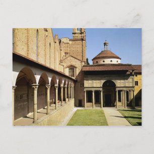 Cartão Postal View of the cloisters and the Pazzi Chapel