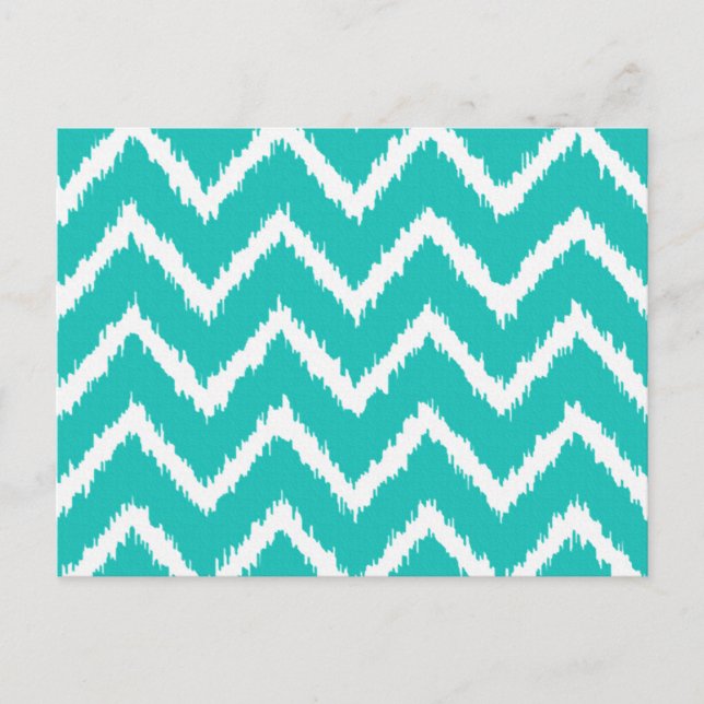 Cartão Postal Vigas de Ikat - turquesa e branco (Frente)