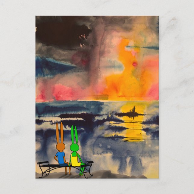 Cartão Postal vigiar o pôr do sol (Frente)